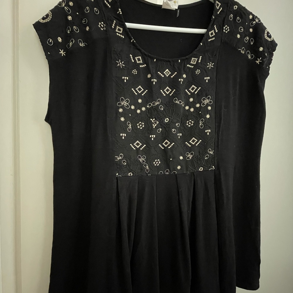 Akemi + Kin Black Shirt with Gold Accents